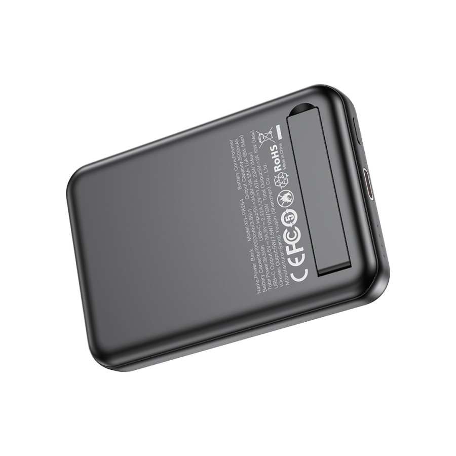 Batterie externe magnétique XO PR264 10 000 mAh, 20 W, compatible MagSafe, noire
