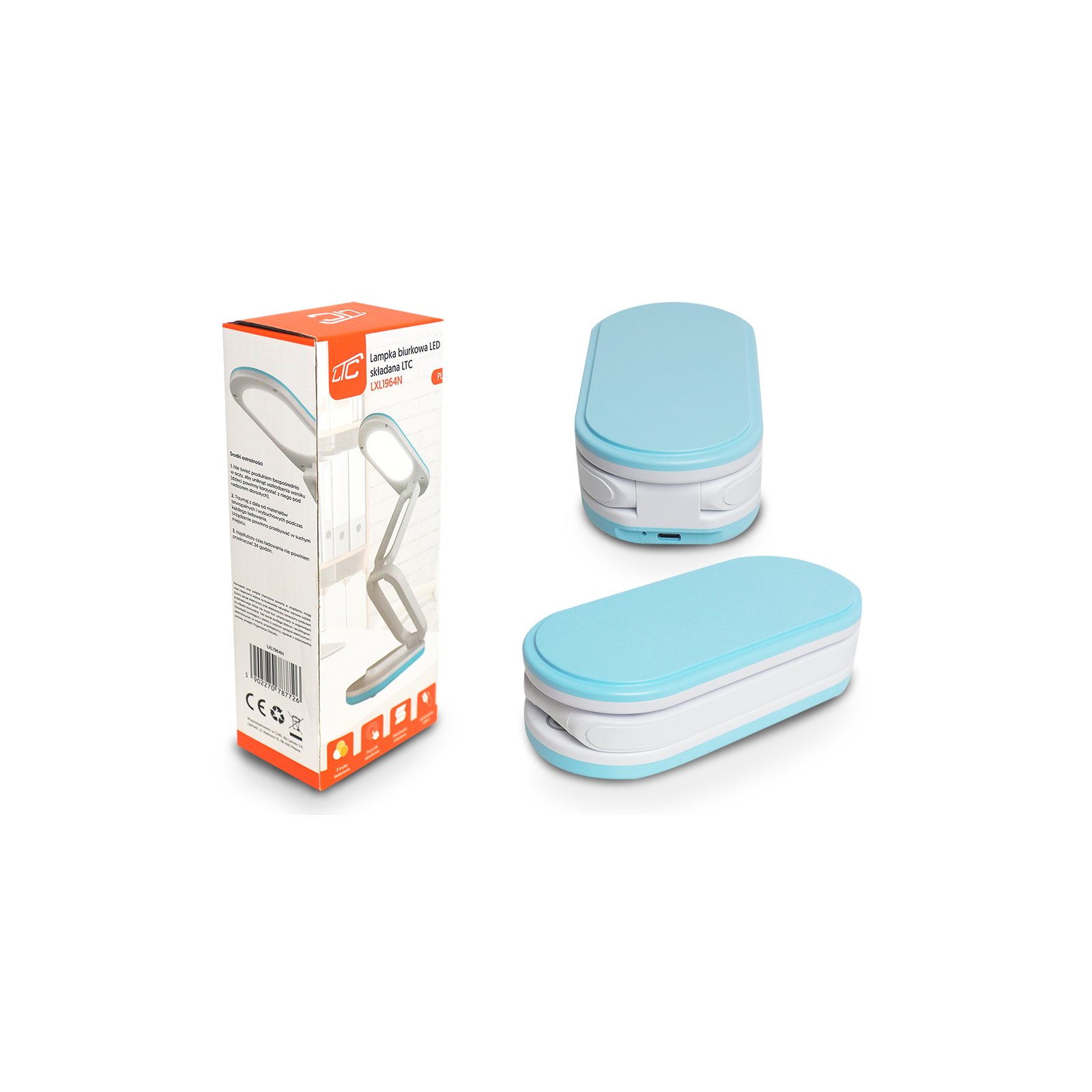 Lampe de bureau LED pliable LTC 10 W, 3000/4500/6000 K, 1200 mAh, bleue