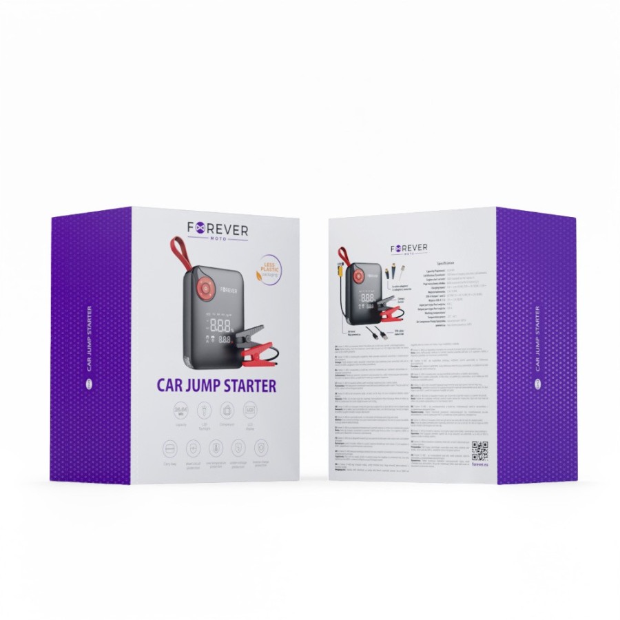 Démarreur de batterie 4-en-1 - Forever JS-400 - 26,64 Wh noir/rouge