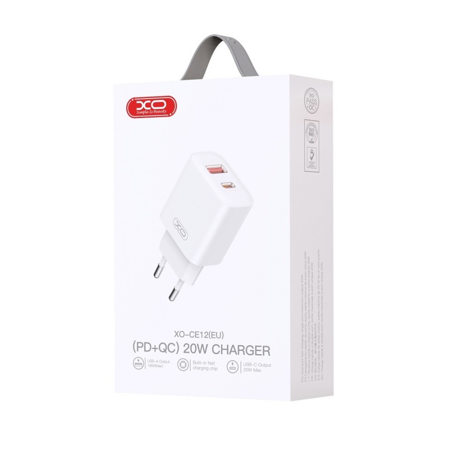Chargeur secteur XO CE12 - 2 ports USB-A+C 20W - Blanc
