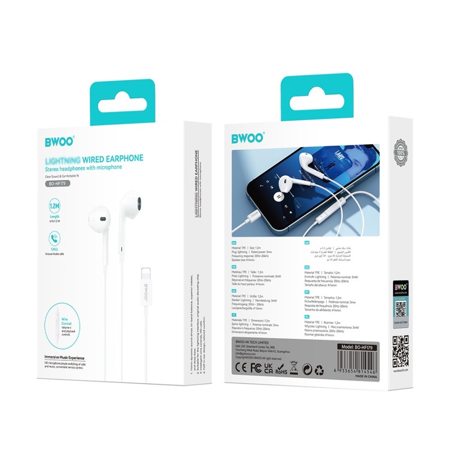 Écouteurs LIGHTNING BWOO HF179 Blanc