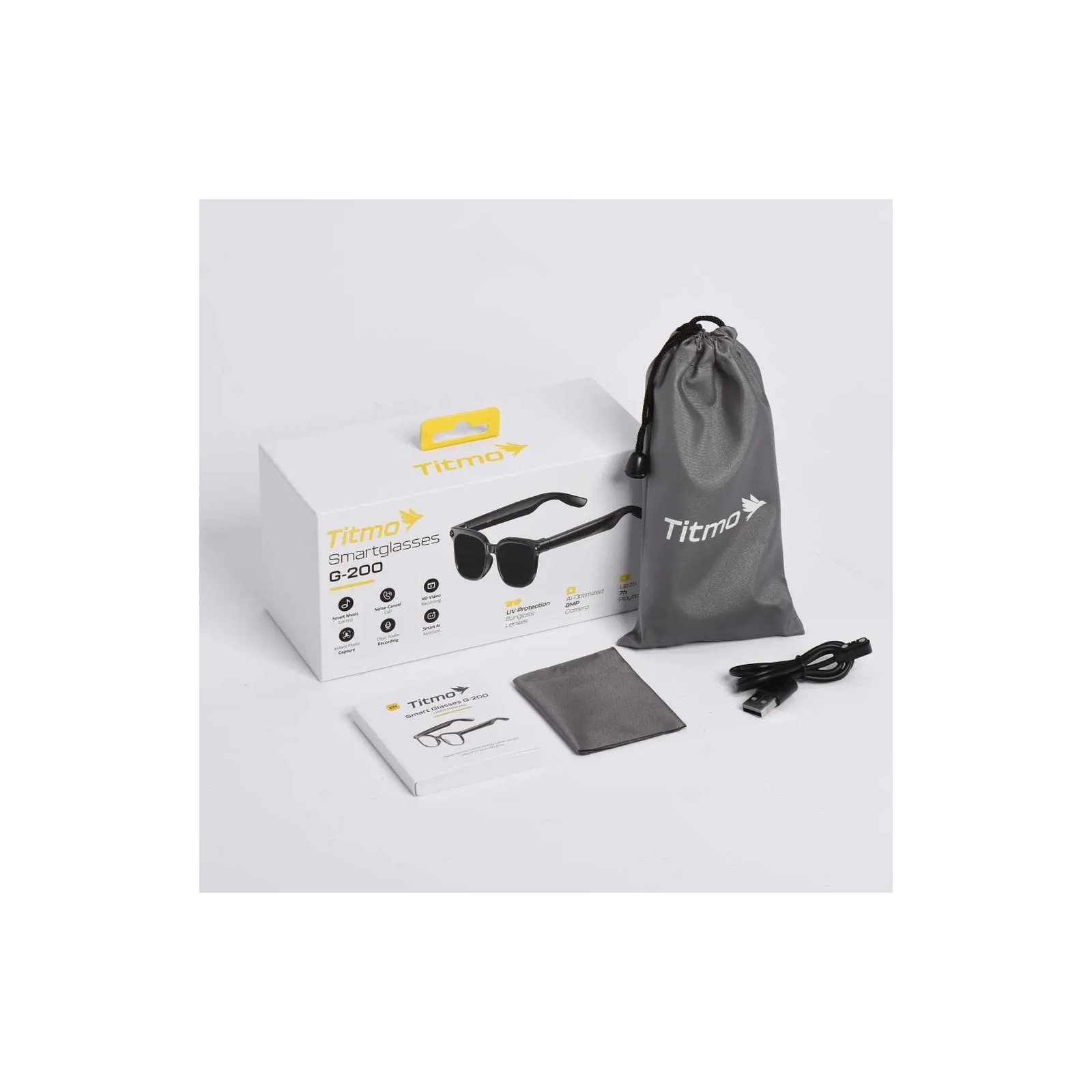 Lunettes connectées avec Caméra + Assistant IA - Titmo G-200 Noir