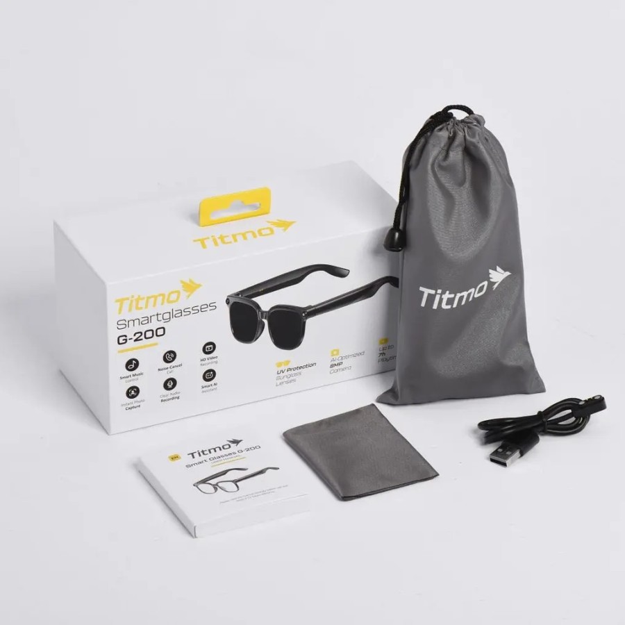 Lunettes connectées avec Caméra + Assistant IA - Titmo G-200 Noir