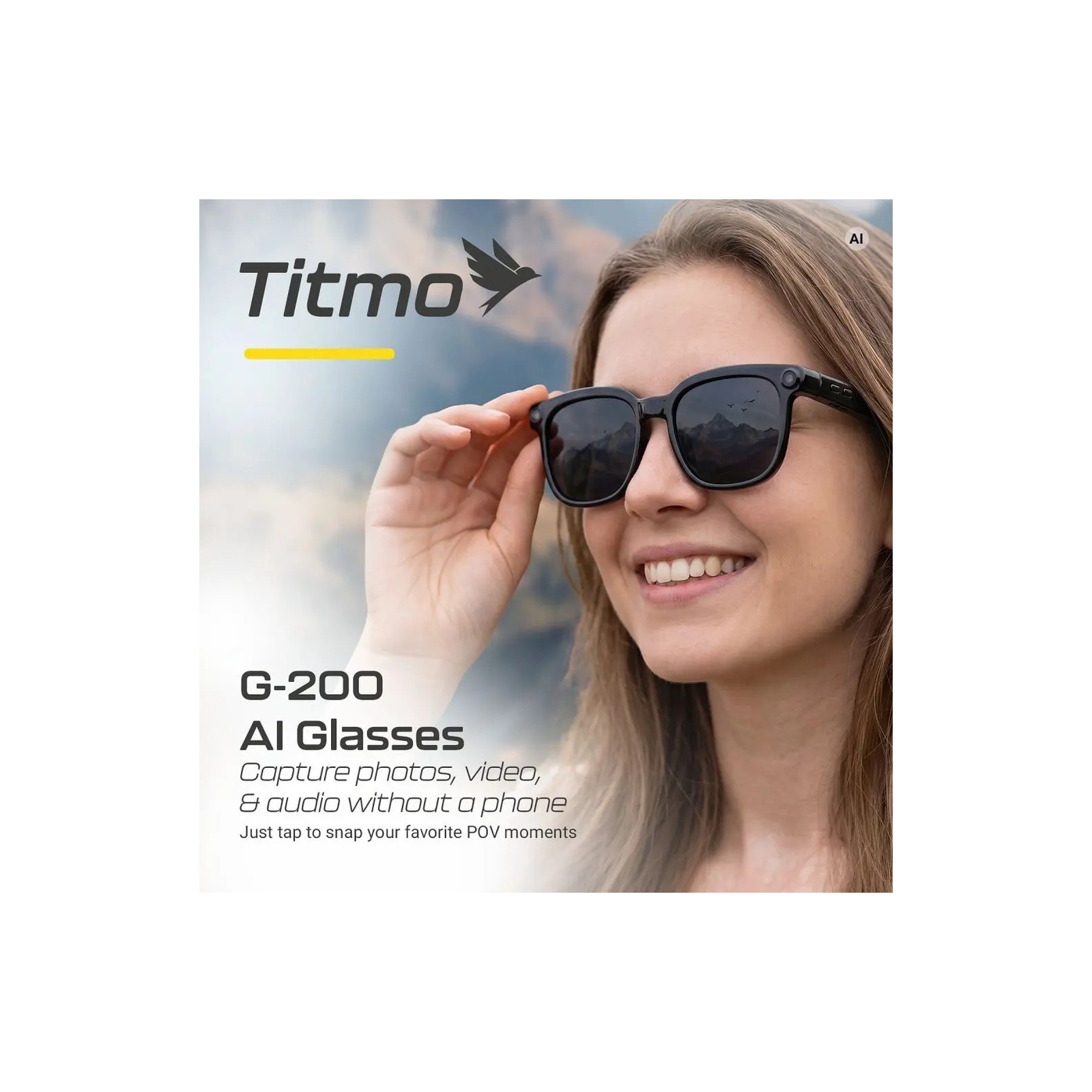 Lunettes connectées avec Caméra + Assistant IA - Titmo G-200 Noir