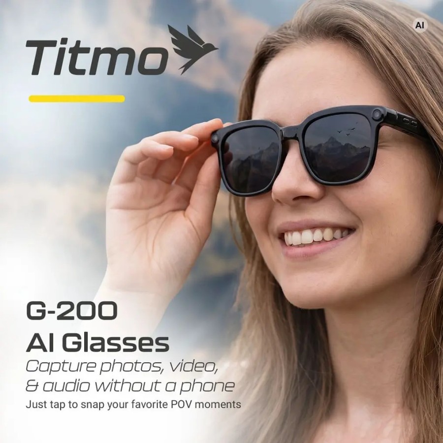 Lunettes connectées avec Caméra + Assistant IA - Titmo G-200 Noir