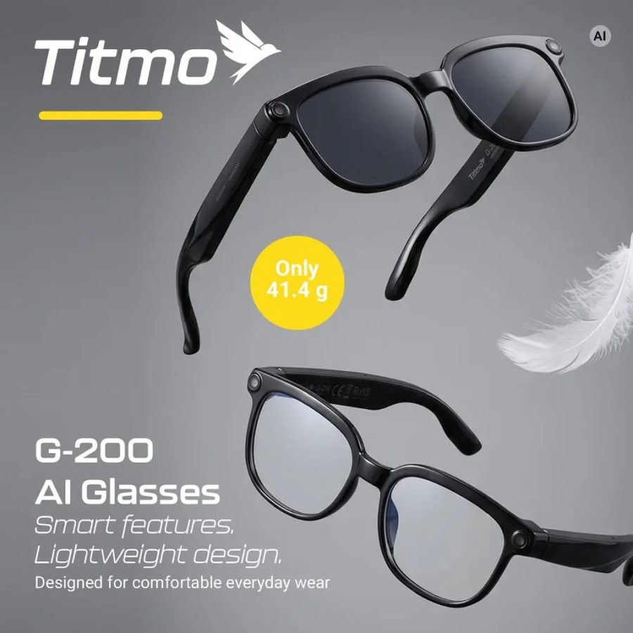 Lunettes connectées avec Caméra + Assistant IA - Titmo G-200 Noir