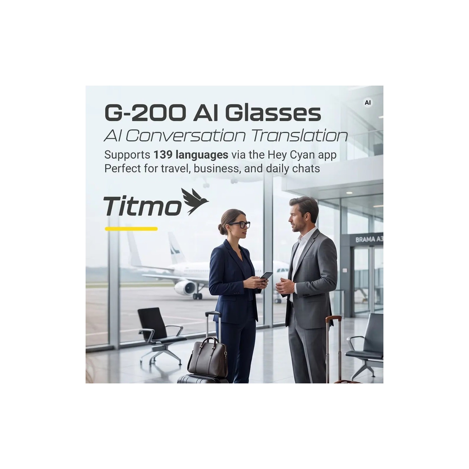 Lunettes connectées avec Caméra + Assistant IA - Titmo G-200 Noir