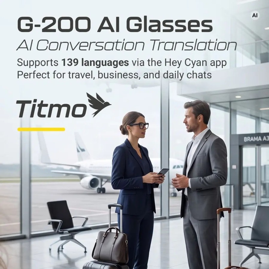 Lunettes connectées avec Caméra + Assistant IA - Titmo G-200 Noir