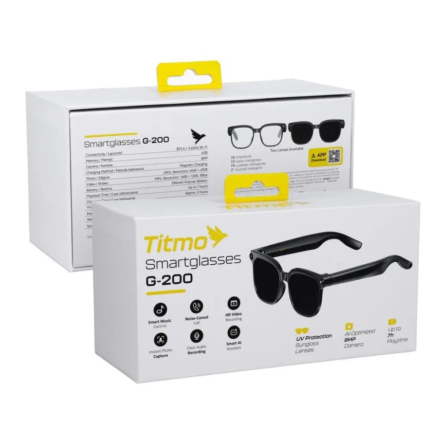 Lunettes connectées avec Caméra + Assistant IA - Titmo G-200 Noir