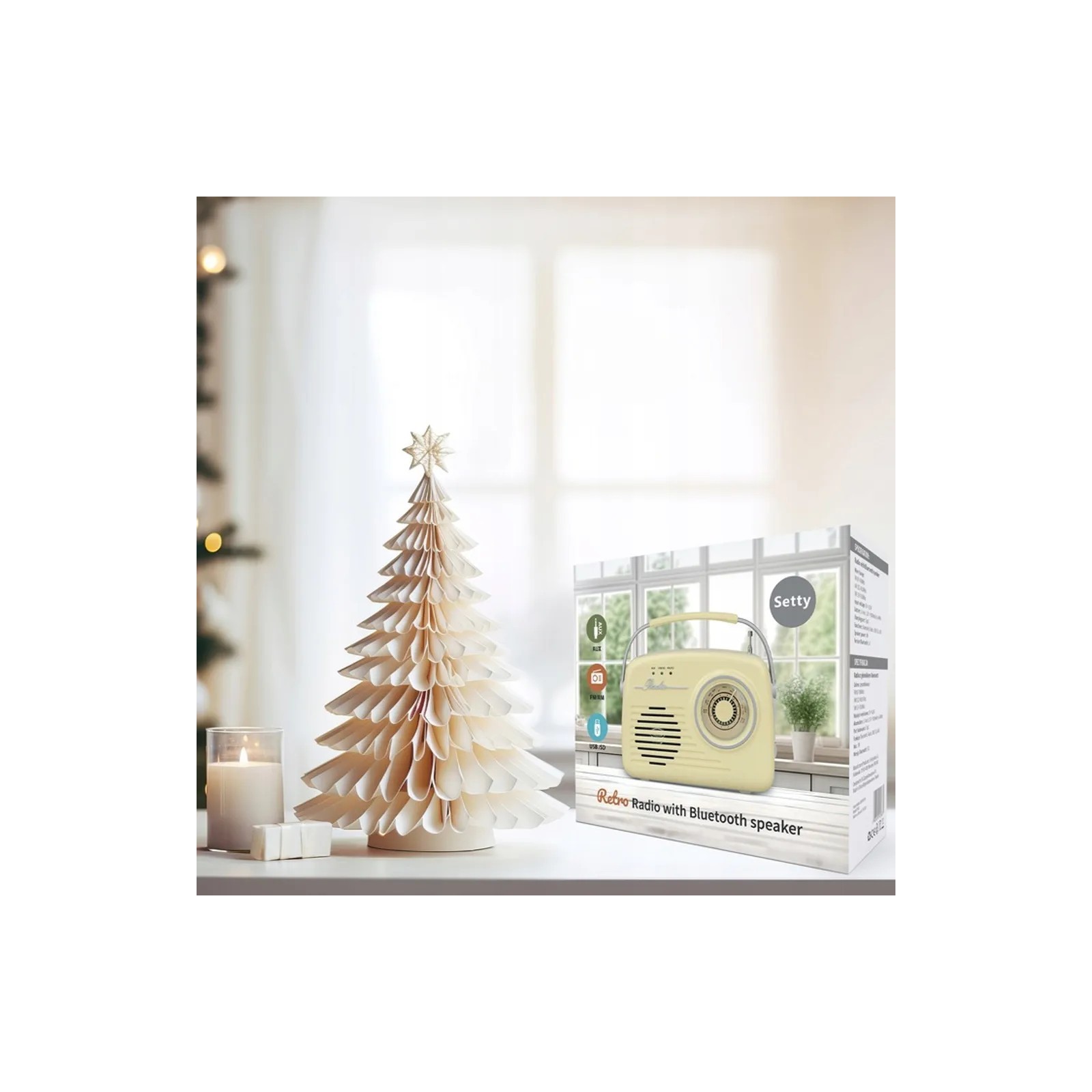SETTY RETRO-SOUND P350 - ENCEINTE BLUETOOTH ET RADIO FM BEIGE