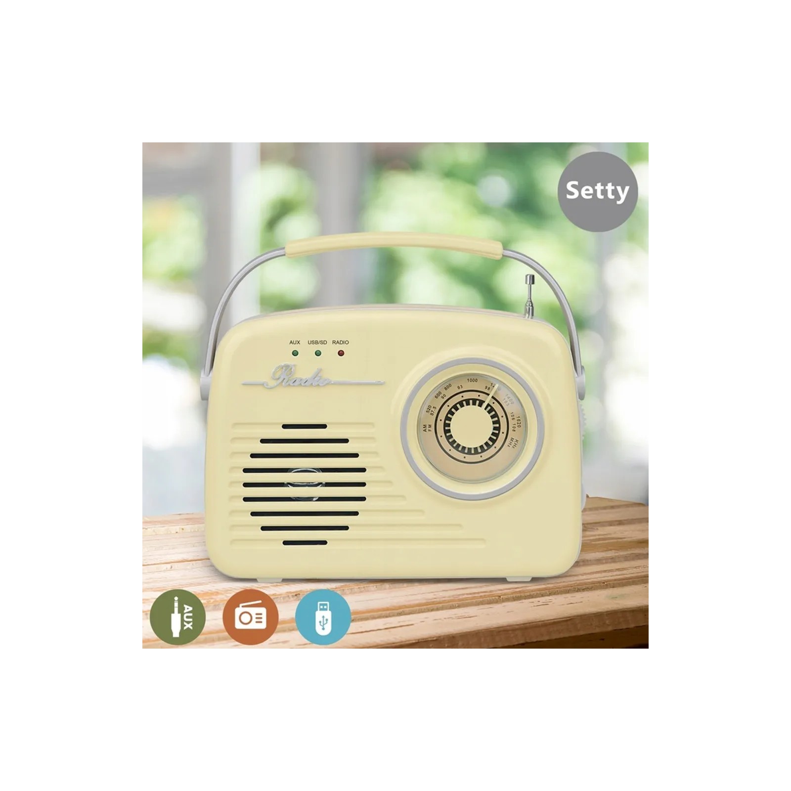 SETTY RETRO-SOUND P350 - ENCEINTE BLUETOOTH ET RADIO FM BEIGE
