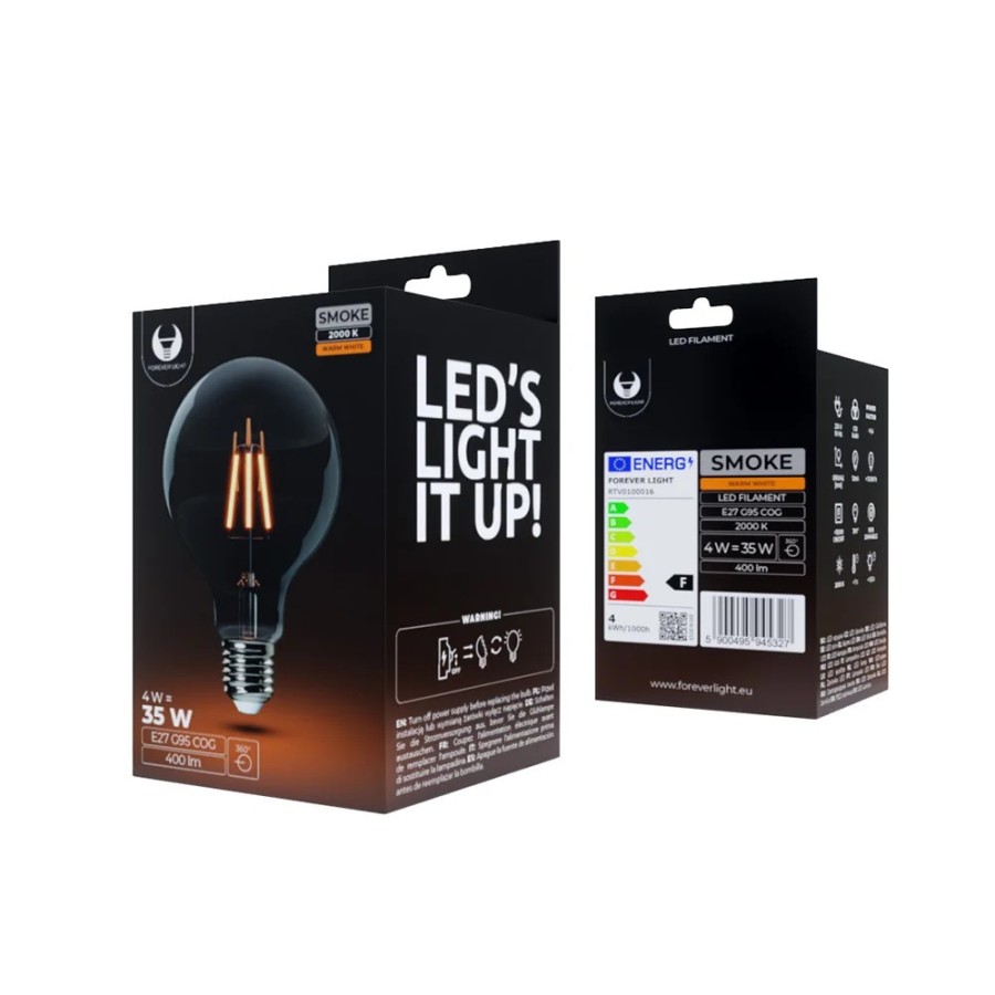 AMPOULE LED DÉCORATIVE E27 G95 4W 230V 2000K 400lm - FINITION FILAMENT VINTAGE