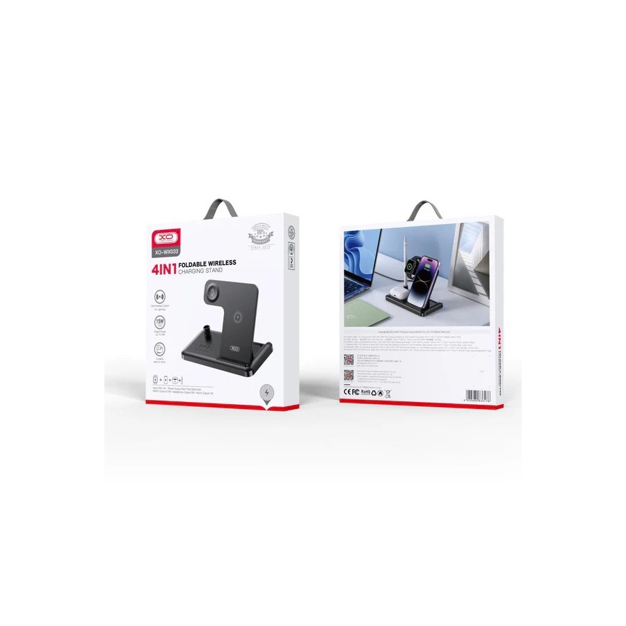 XO DESIGN WX033 - STATION DE CHARGE SANS FIL 4-EN-1 15W NOIRE