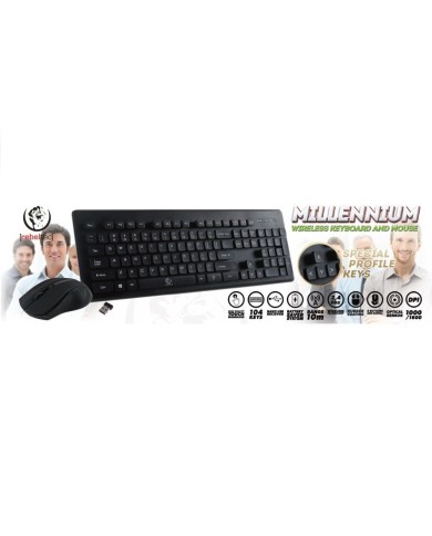 REBELTEC MILLENIUM - ENSEMBLE SANS FIL CLAVIER ET SOURIS NOIR