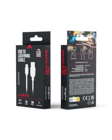 CÂBLE USB-A VERS LIGHTNING - MAXLIFE - 2A 2M BLANC