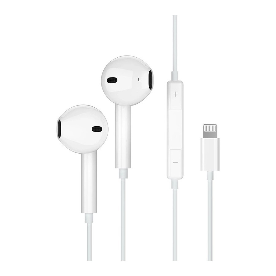 ÉCOUTEURS FILAIRES + TÉLÉCOMMANDE + MICRO - JELLICO EP2A - LIGHTNING - 1.2M BLANC