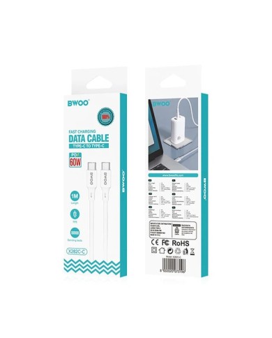CÂBLE USB-C VERS C - BWOO X282 - PD 60W 1M BLANC