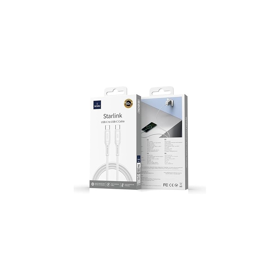 CÂBLE USB-C VERS C - WIWU WI-C043E - PD 60W 1M BLANC