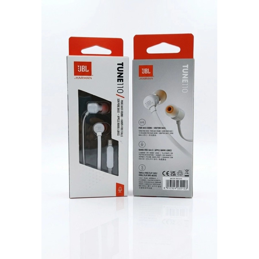 ÉCOUTEURS FILAIRES AVEC TÉLÉCOMMANDE ET MICRO - JBL TUNE 110 - JACK 3.5 MM - BLANC