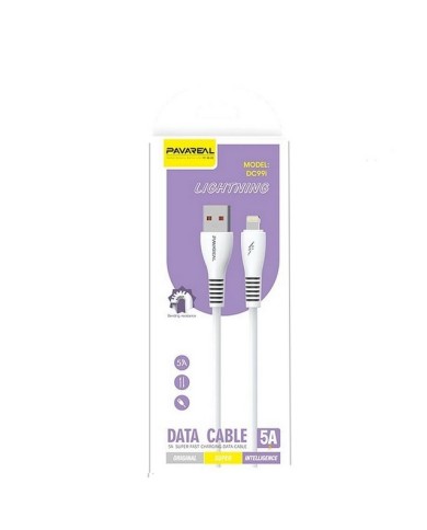 CÂBLE USB-A VERS LIGHTNING (IPHONE) - PAVAREAL PA-DC99I-W - 5A 1M BLANC