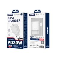 JELLICO EU53 - CHARGEUR SECTEUR POWER DELIVERY 30W + CÂBLE DOUBLE USB-C BLANC