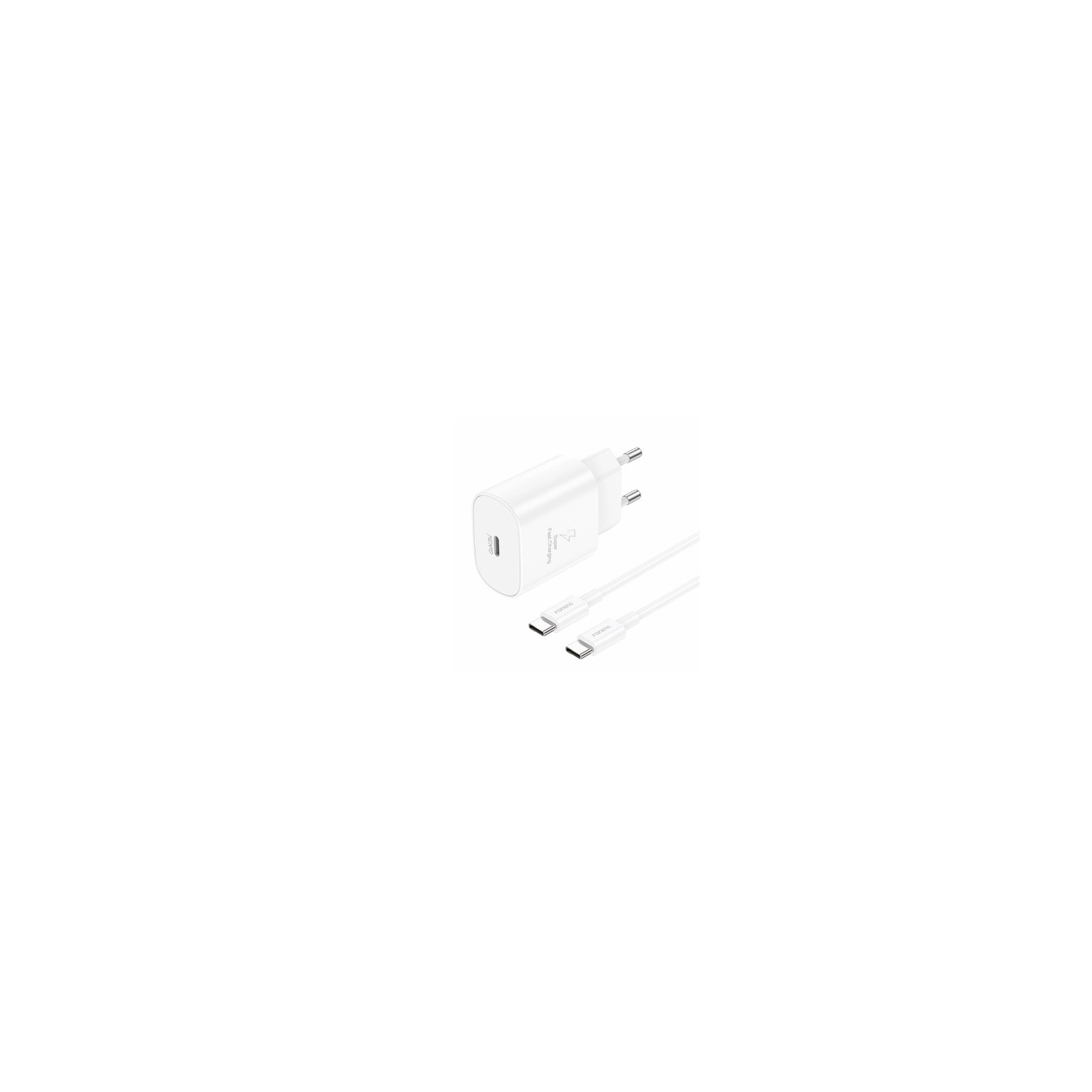 FONENG EU51 GaN - CHARGEUR SECTEUR HAUTE PERFORMANCE POWER DELIVERY 25W + CÂBLE DOUBLE USB-C BLANC