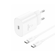 FONENG EU51 GaN - CHARGEUR SECTEUR HAUTE PERFORMANCE POWER DELIVERY 25W + CÂBLE DOUBLE USB-C BLANC