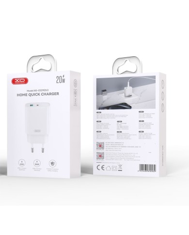 XO DESIGN CE29 - CHARGEUR SECTEUR POWER DELIVERY 20W & QUICK CHARGE - DOUBLE PORT USB-C & USB-A BLANC