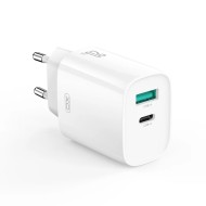 XO DESIGN CE29 - CHARGEUR SECTEUR POWER DELIVERY 20W & QUICK CHARGE - DOUBLE PORT USB-C & USB-A BLANC