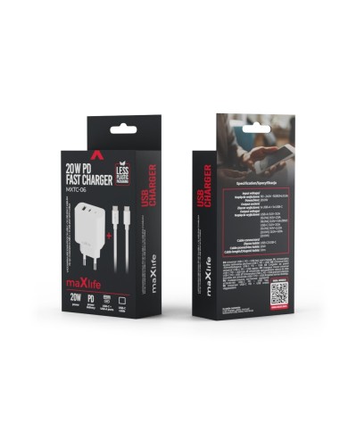 MAXLIFE MXTC-01 - CHARGEUR SECTEUR 2.1A / 10.5W - 1X PORT USB-A + CÂBLE MICRO-USB NOIR