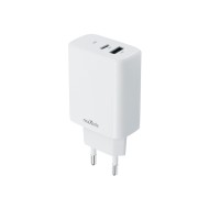 MAXLIFE MXTC-10-30AC - CHARGEUR SECTEUR POWER DELIVERY 30W & QUICK CHARGE - DOUBLE PORT USB-C & USB-A BLANC