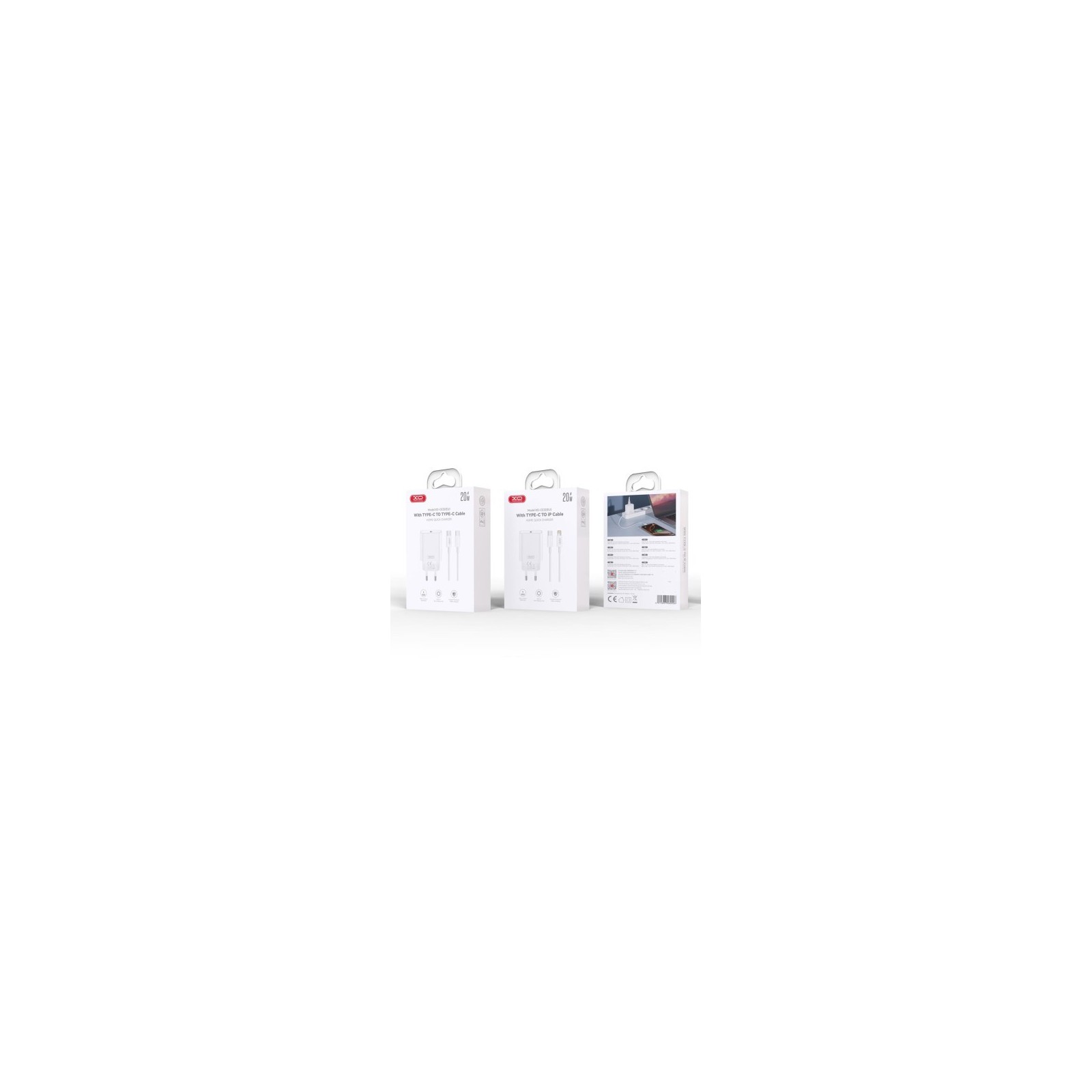 XO DESIGN - PACK CHARGEUR SECTEUR RAPIDE POWER DELIVERY 20W + CÂBLE USB-C VERS LIGHTNING BLANC