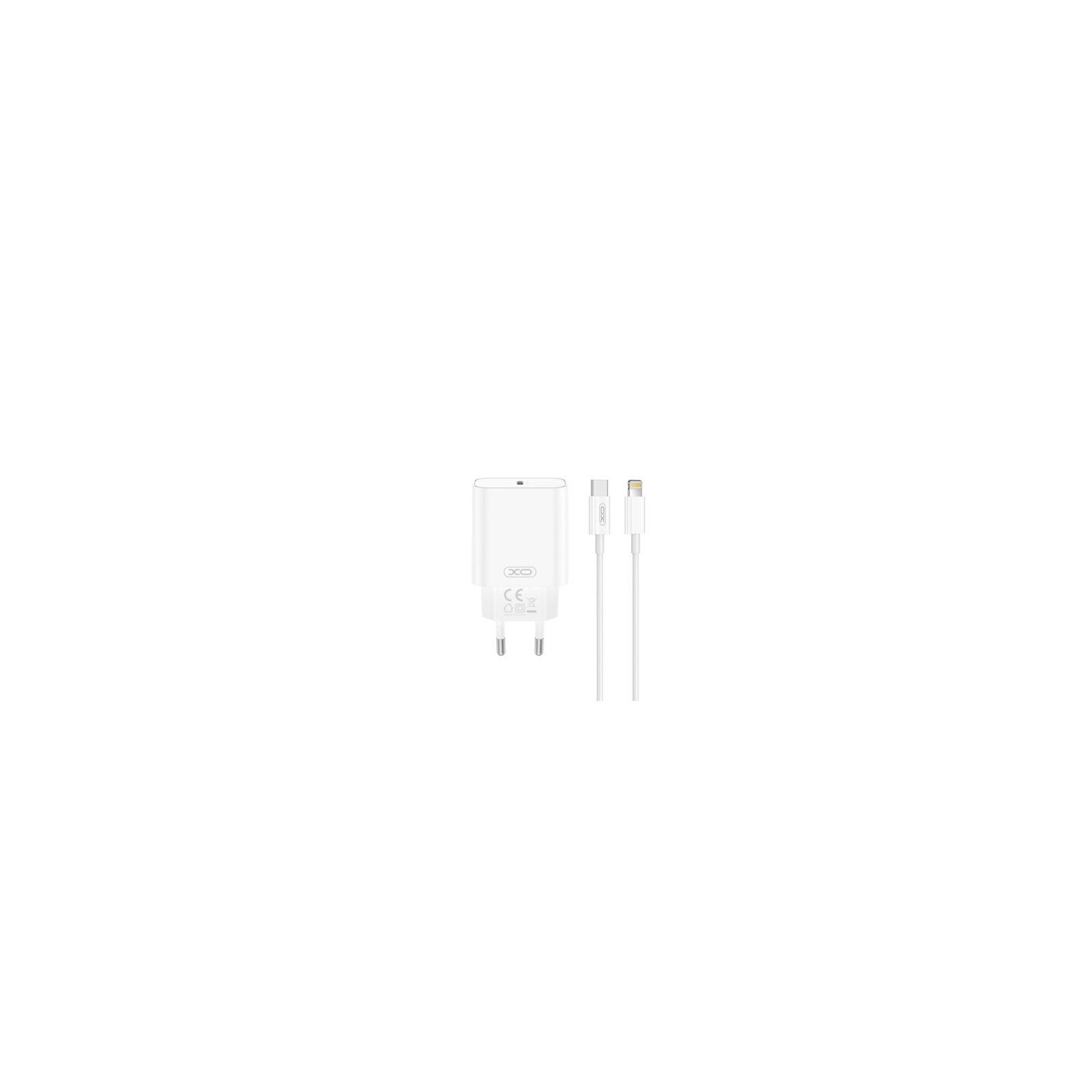 XO DESIGN - PACK CHARGEUR SECTEUR RAPIDE POWER DELIVERY 20W + CÂBLE USB-C VERS LIGHTNING BLANC