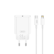 XO DESIGN - PACK CHARGEUR SECTEUR RAPIDE POWER DELIVERY 20W + CÂBLE USB-C VERS LIGHTNING BLANC