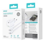 Chargeur secteur BWOO BO-CDA544C-C GaN 30W avec Câble USB-C 60W - BLANC