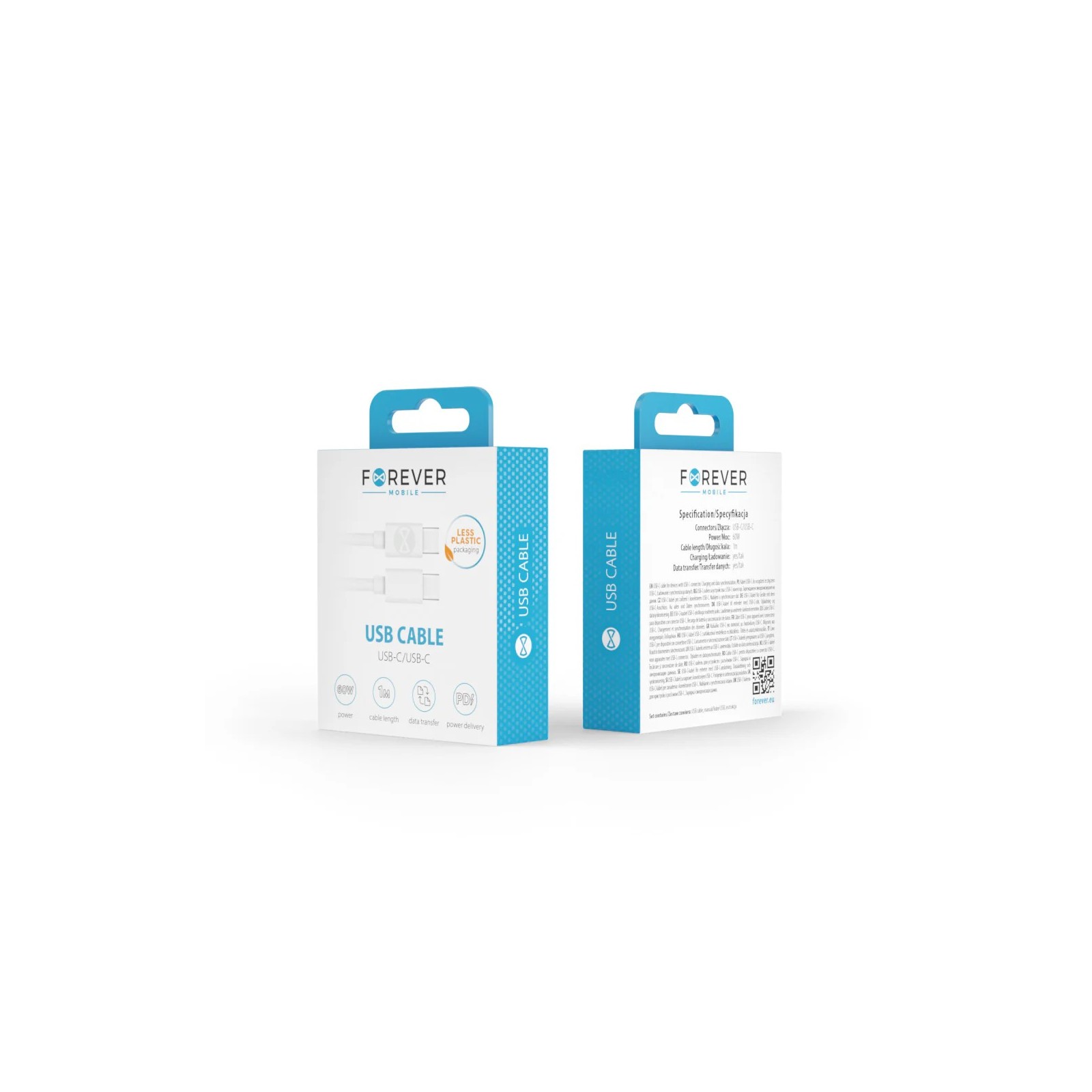 CÂBLE USB-C VERS C - FOREVER - PD 60W 1M BLANC