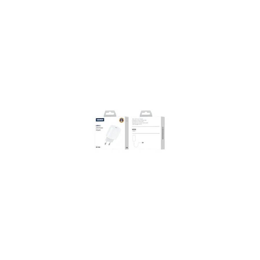 JELLICO AK180 - CHARGEUR SECTEUR RAPIDE UNIVERSEL ULTRA-COMPACT USB-C PD 20W - BLANC
