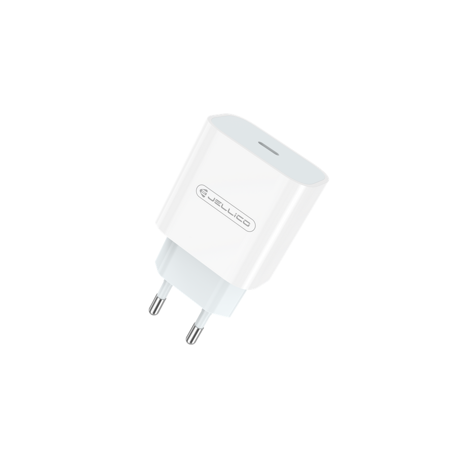 JELLICO AK180 - CHARGEUR SECTEUR RAPIDE UNIVERSEL ULTRA-COMPACT USB-C PD 20W - BLANC