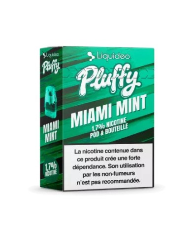 LIQUIDEO PLUFFY MIAMI MINT - boîte de 10 pods remplissables + 1 fiole de 10 ml