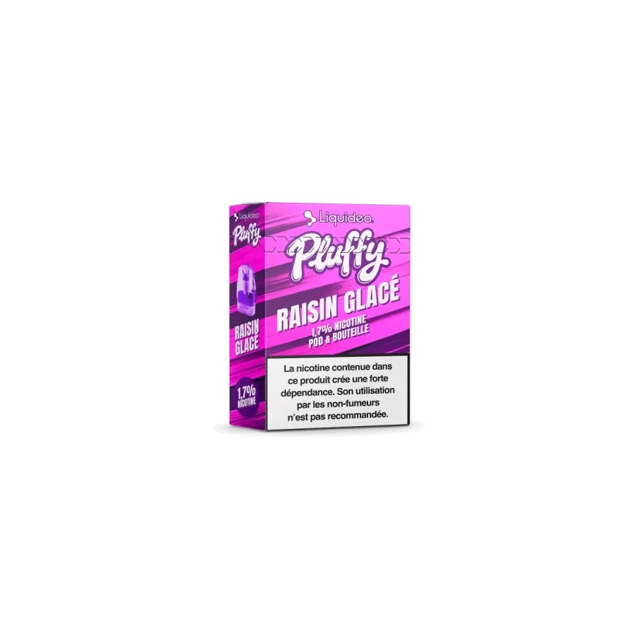 LIQUIDEO PLUFFY RAISIN GLACÉ - boîte de 10 pods remplissables + 1 fiole de 10 ml
