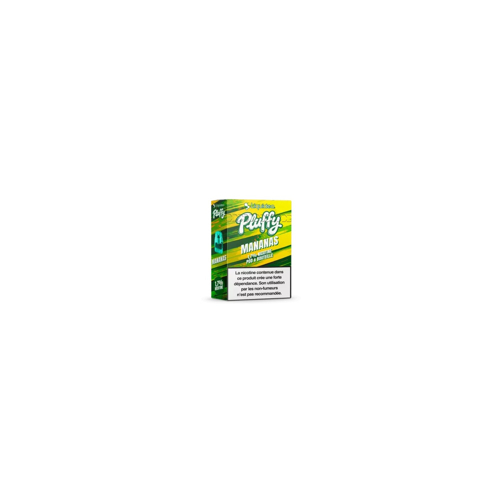 LIQUIDEO PLUFFY MANANAS - boîte de 10 pods remplissables + 1 fiole de 10 ml