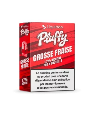 LIQUIDEO PLUFFY GROSSE FRAISE - boîte de 10 pods remplissables + 1 fiole de 10 ml
