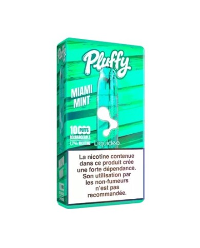STARTER PACK PLUFFY MIAMI MINT - lot de 5 boîtes (1 batterie + 1 pod remplissable + 1 fiole de 10 ml)