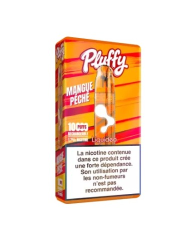STARTER PACK PLUFFY MANGUE PÊCHE - lot de 5 boîtes (1 batterie + 1 pod remplissable + 1 fiole de 10 ml)