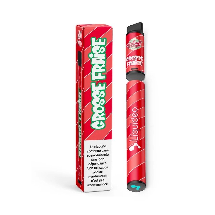 Boite de 10 Liquideo Wpuff Pod Grosse Fraise - 600 puffs (Batteries + 10 Pods)