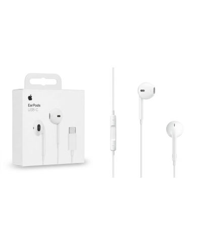 ÉCOUTEURS FILAIRES + TÉLÉCOMMANDE + MICRO - APPLE EARPODS - USB-C - BLANC