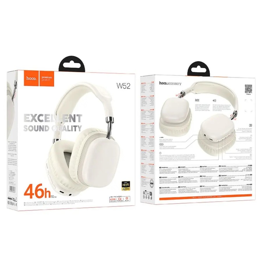 CASQUE SANS FIL BT - HOCO W52 - BLANC LAIT
