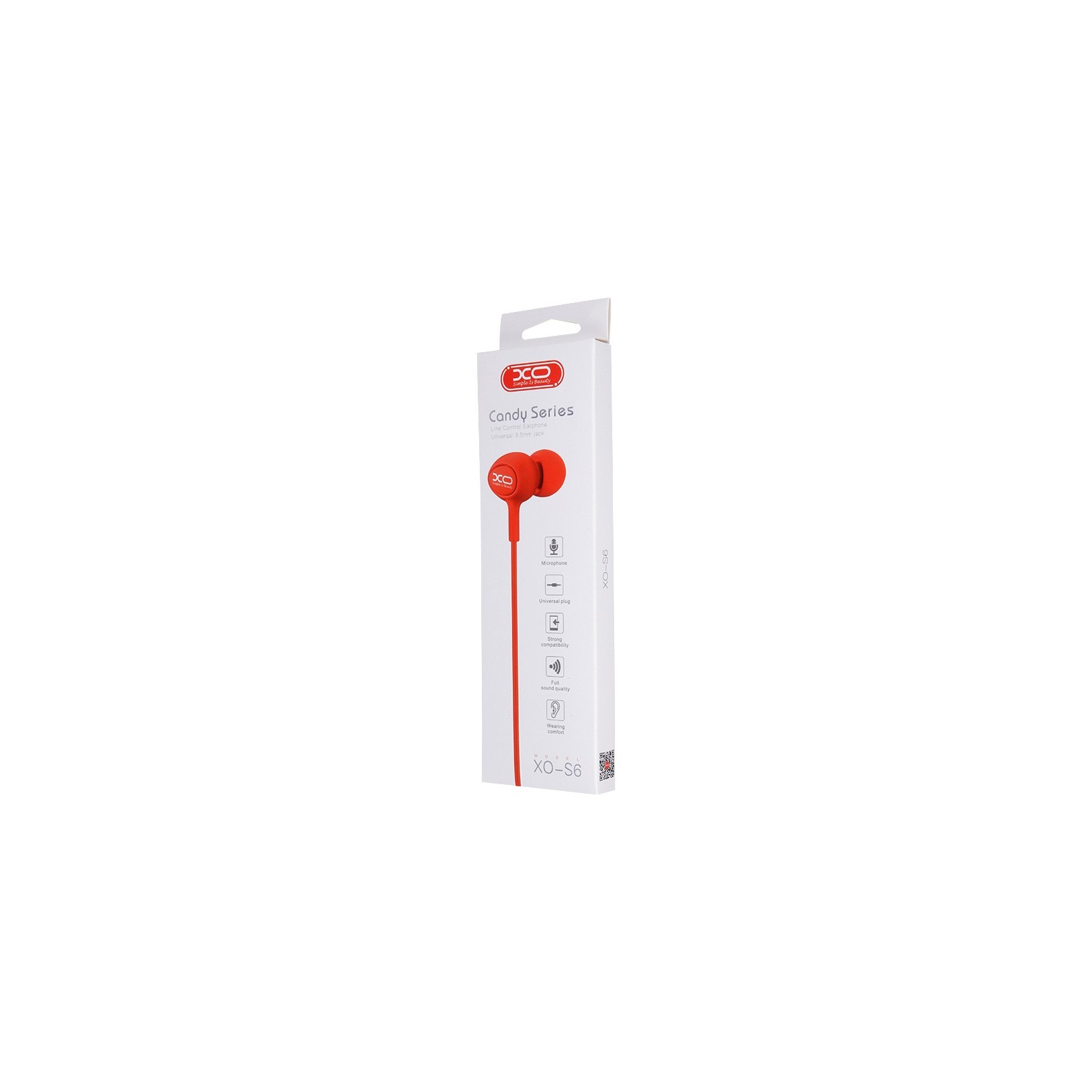 ÉCOUTEURS FILAIRES + TÉLÉCOMMANDE + MICRO - XO S6 - JACK 3.5MM - ROUGE