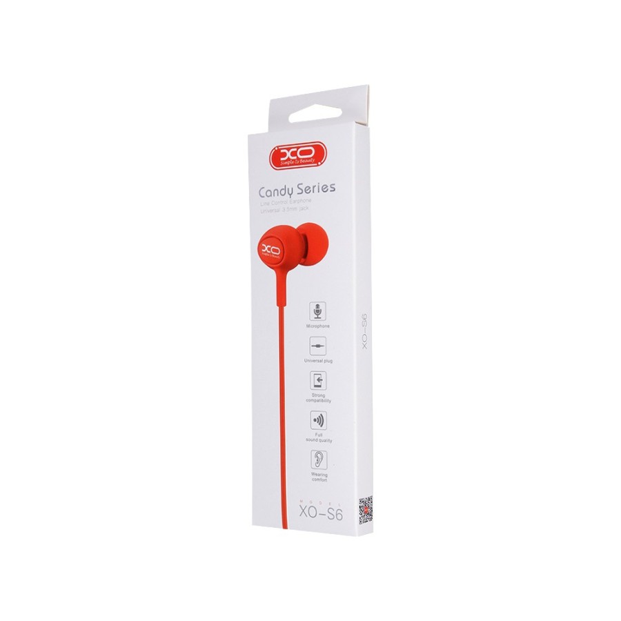 ÉCOUTEURS FILAIRES JACK 3.5MM XO S6-ROUGE