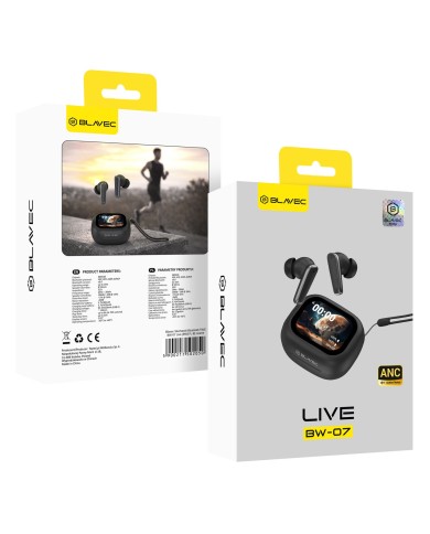 ÉCOUTEURS SANS FIL BT TWS + ÉCRAN TACTILE - BLAVEC BW-07 LIVE (BW07L-B) - NOIR